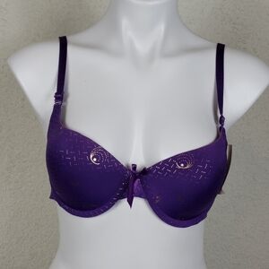 NWT paris pink padded purple bra size 32B